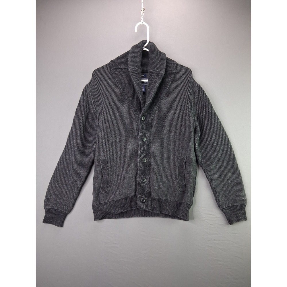 American Rag Cardigan Sweater Mens Medium Gray Shawl Collar Button Up Cotton